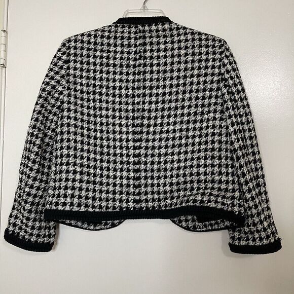 ZARA Blogger Favorite Black White Houndstooth Cropped Blazer Jacket medium - Picture 6 of 6